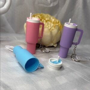 Blue Mini Tumbler Keychain with White Lid